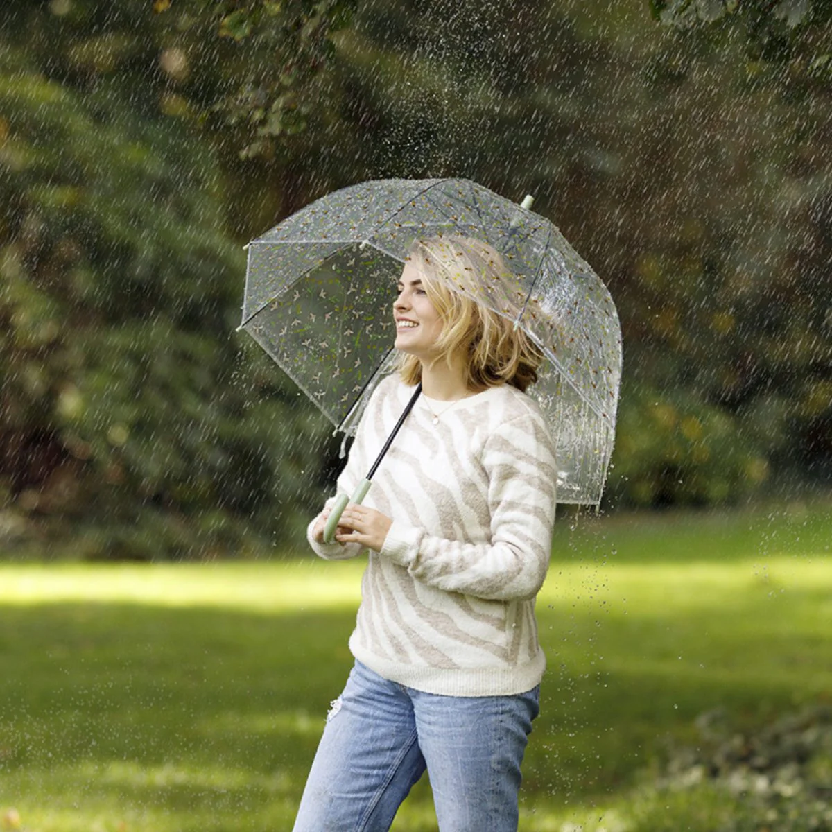 Bee Print Transparent Dome Umbrella - Image 2