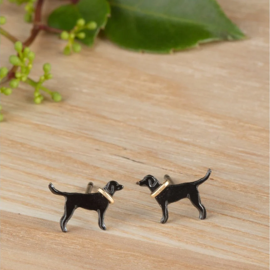 Amanda Coleman Black Labrador Stud Earrings - Image 2