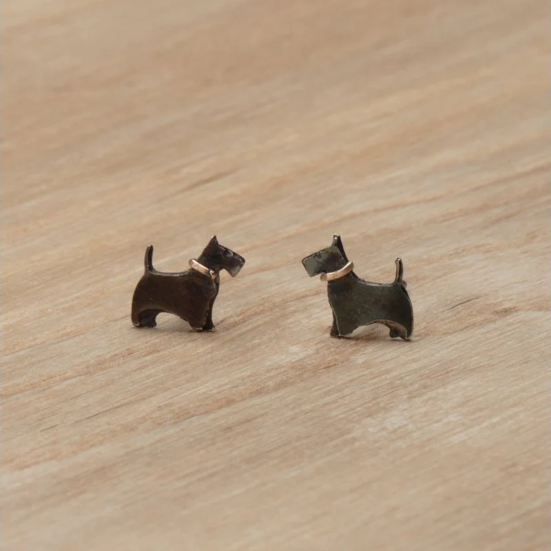 Amanda Coleman Black Scottie Dog Stud Earrings - Image 2