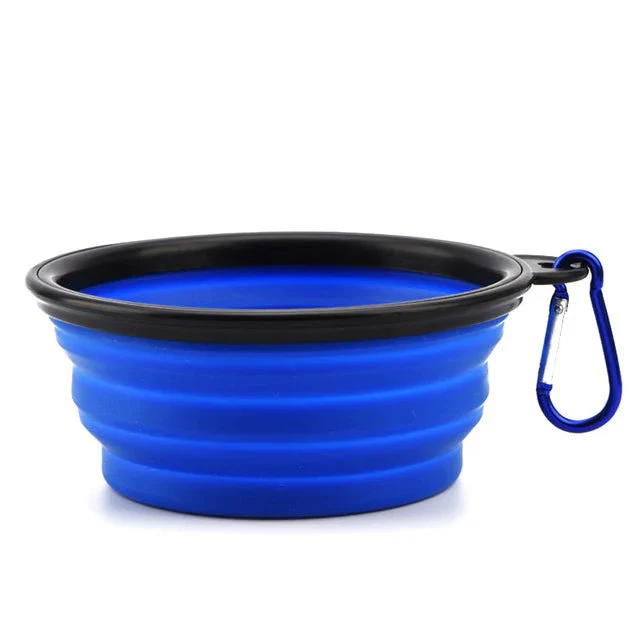 Collapsible Silicone Dog Bowl 350ml - Blue