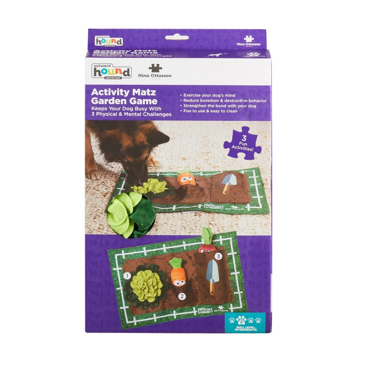Nina Ottosson Activity Matz Garden Game Plush Dog Puzzle Mat - Image 3