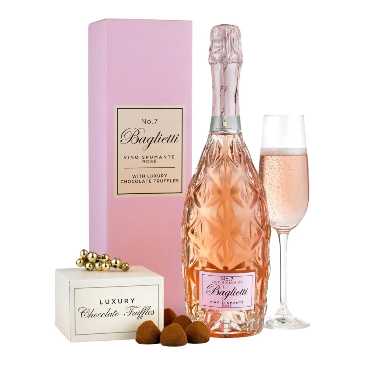 No 7 Baglietti Rosé Spumante & Chocolate Truffles Gift Box - Image 2