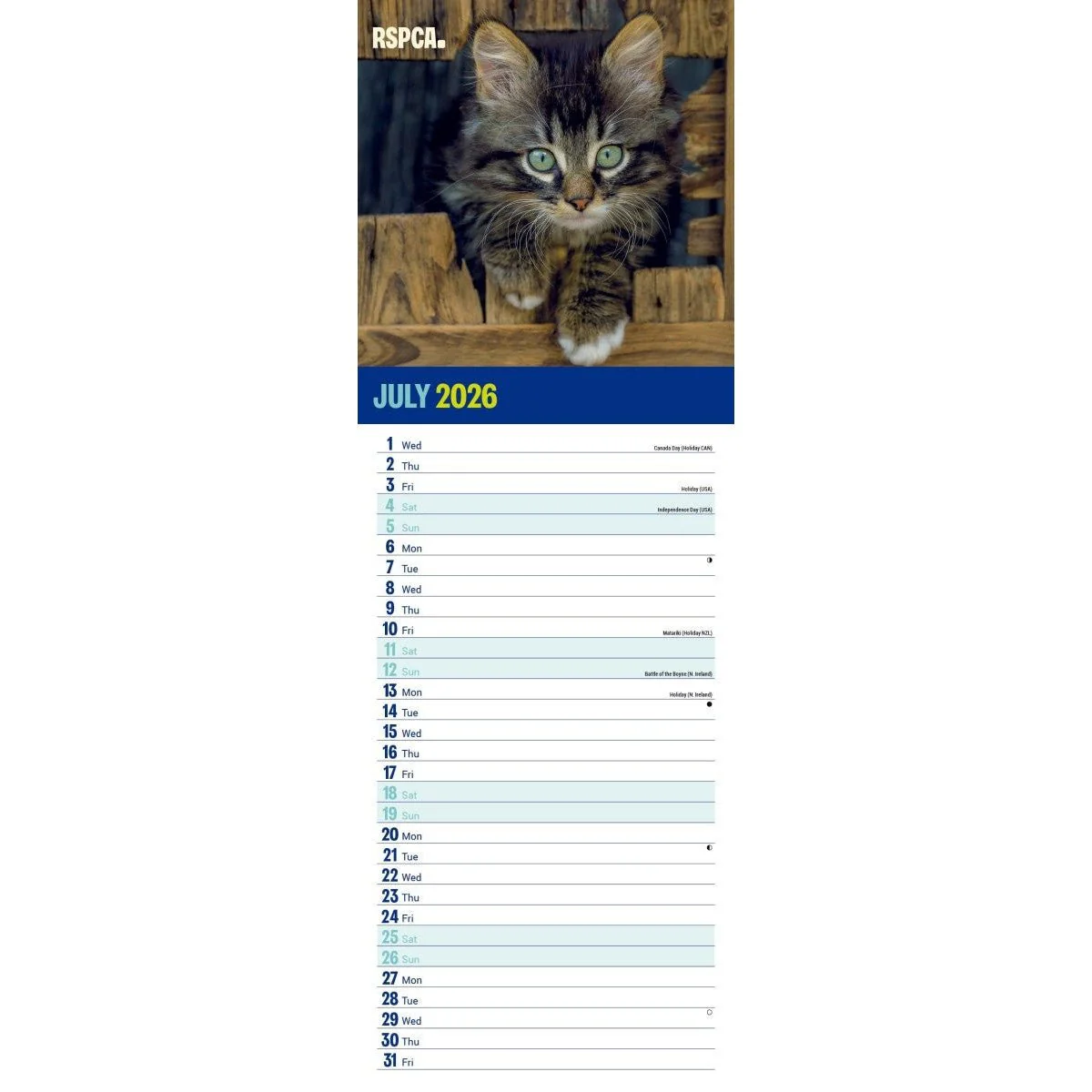 RSPCA I Love Kittens Slim 12 month Wall Calendar 2026 - Image 3